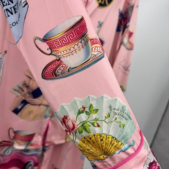 Sheshow Queen Elizabeth II Vintage Pajama Set woman’s size Small Pink long set - Picture 8 of 16